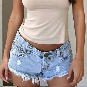 THATSSOFETCH Zyler Low Rise Denim Shorts - Blue
